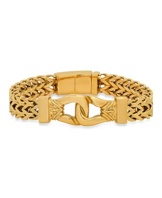 Steeltime Double Row Wheat Chain Accent Buckle Bracelet