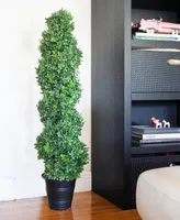 Nearly Natural Boxwood Spiral Topiary w/ Planter