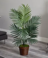 Nearly Natural 4' Kentia Palm Artificial Tree in Coiled Rope Planter