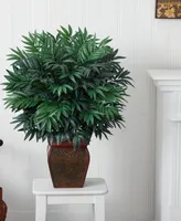 Nearly Natural Double Bamboo Palm Artificial Plant in Decorative Planter