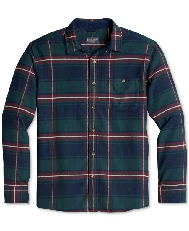 Freemont Double Brushed Flannel Shirt in Green and Brown Check by