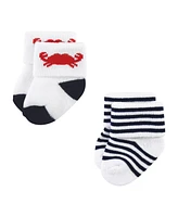 Luvable Friends Baby Boys Newborn Terry Socks, Nautical, 6-12 Months
