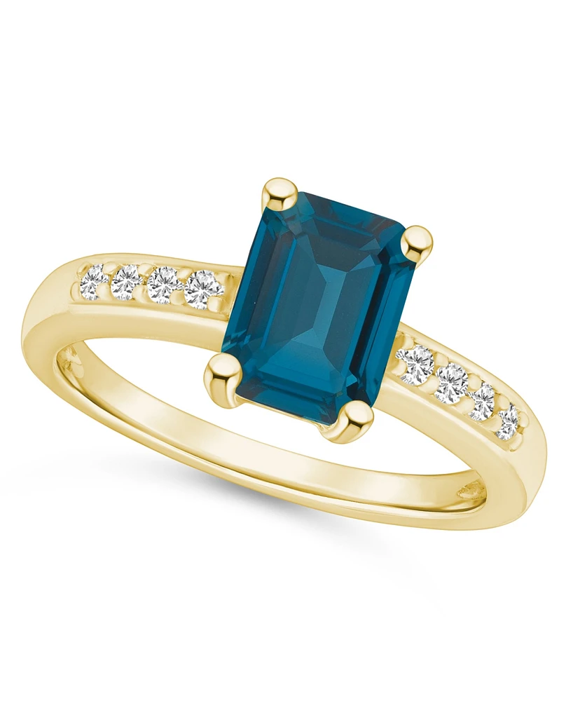 London Blue Topaz (2 ct .t.w.) and Diamond (1/8 Ring 14K Yellow Gold