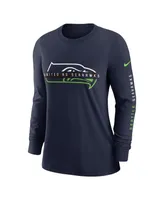 Women's Nike College Navy Seattle Seahawks Prime Split Long Sleeve T-shirt