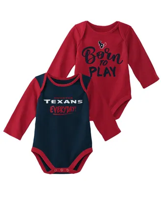 Newborn and Infant Boys Girls Red, Navy Houston Texans 2-Pack Little Player Long Sleeve Bodysuit Set