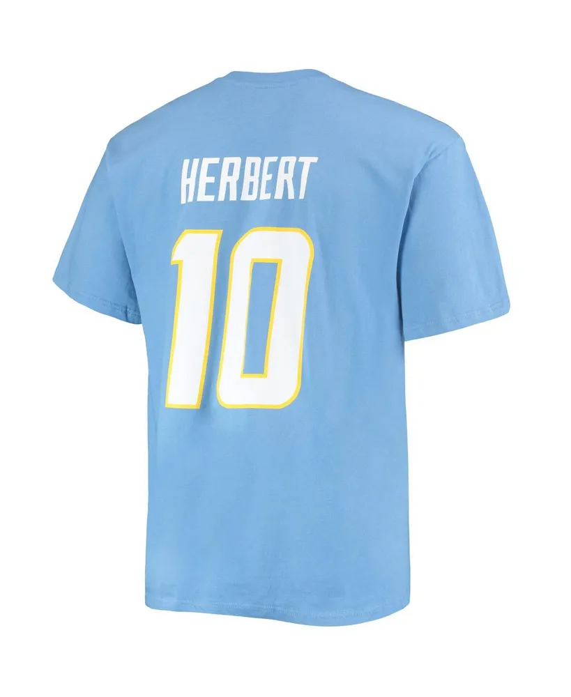 Men's Fanatics Justin Herbert Powder Blue Los Angeles Chargers Big and Tall Player Name Number T-shirt