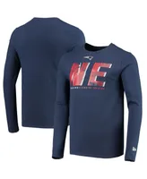 Men's New Era Navy England Patriots Combine Authentic Static Abbreviation Long Sleeve T-shirt