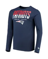 Men's New Era Navy New England Patriots Combine Authentic Split Line Long Sleeve T-shirt
