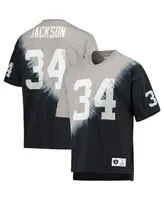 Men's Mitchell & Ness Bo Jackson Black, Silver Las Vegas Raiders Retired Player Name and Number Diagonal Tie-Dye V-Neck T-shirt