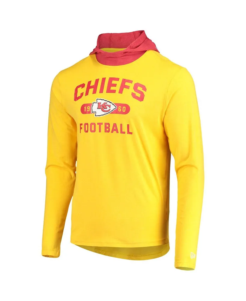 Men's New Era Gold, Red Kansas City Chiefs Active Block Hoodie Long Sleeve T-shirt