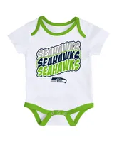 Newborn and Infant Boys Girls Neon Green, White Seattle Seahawks Monterey Tie-Dye 2-Pack Bodysuit Set