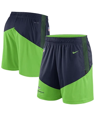 Men's Nike Navy, Neon Green Seattle Seahawks Primary Lockup Performance Shorts