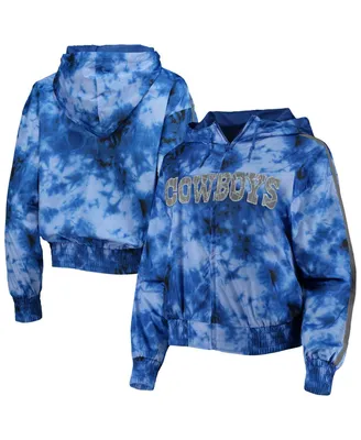 Women's Mitchell & Ness Navy Dallas Cowboys Galaxy Full-Zip Windbreaker Hoodie Jacket