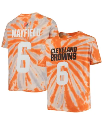 Big Boys Baker Mayfield Orange Cleveland Browns Tie-Dye Name and Number T-shirt