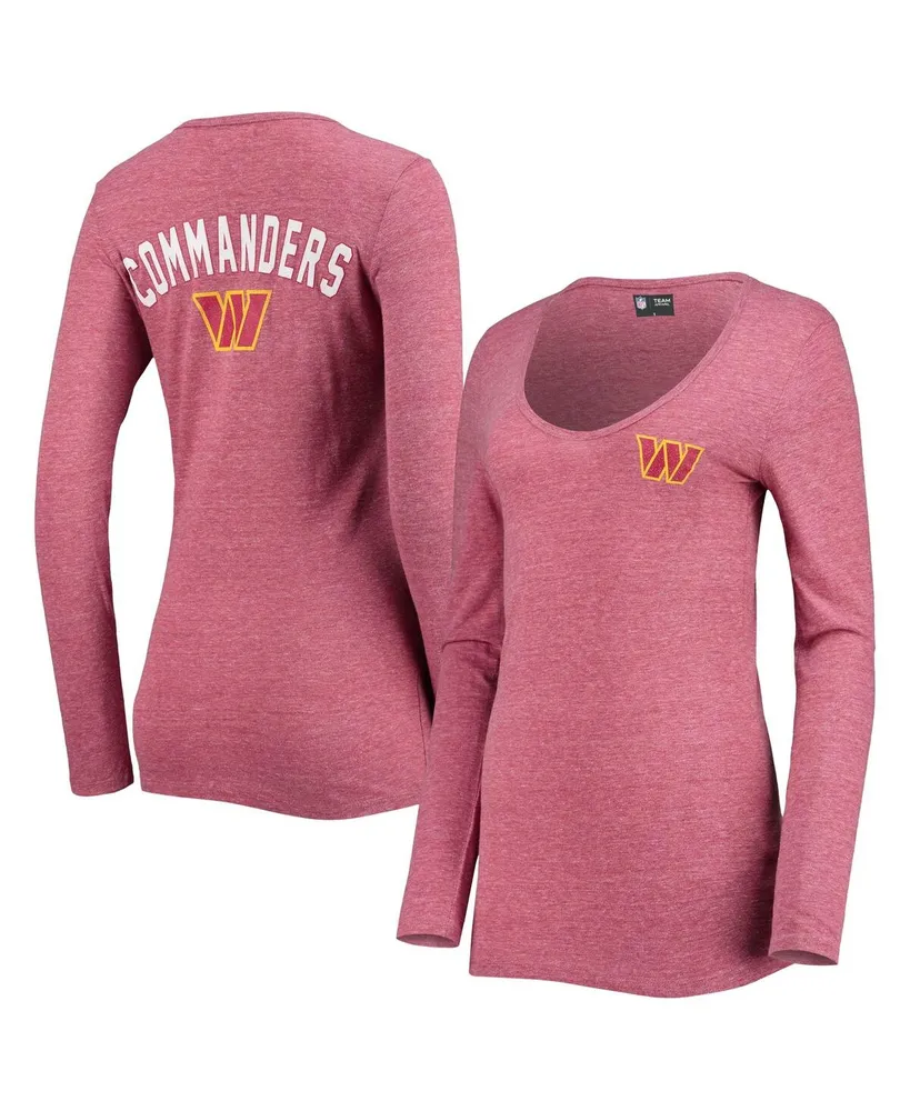 Women's New Era Burgundy Washington Commanders Scoop Neck Tri-Blend Long Sleeve T-shirt