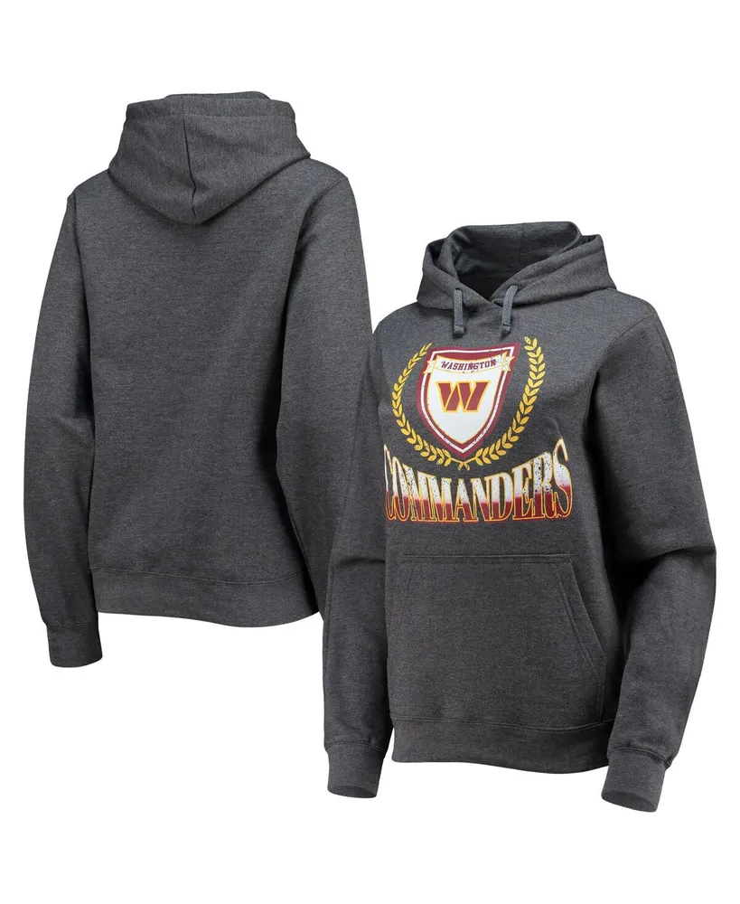 Women's Wear by Erin Andrews Heathered Gray Washington Commanders Fleece Pullover Hoodie