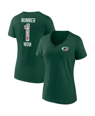 Women's Fanatics Green Bay Packers Plus Mother's Day #1 Mom V-Neck T-shirt
