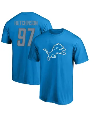 Men's Fanatics Aidan Hutchinson Blue Detroit Lions Big and Tall Player Name Number T-shirt