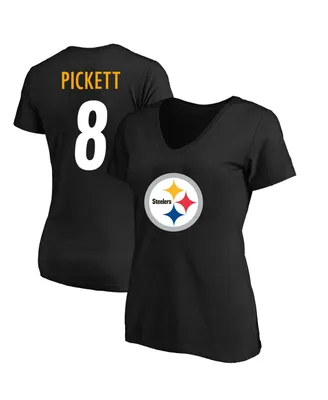 Women's Fanatics Kenny Pickett Black Pittsburgh Steelers Plus Player Name and Number V-Neck T-shirt