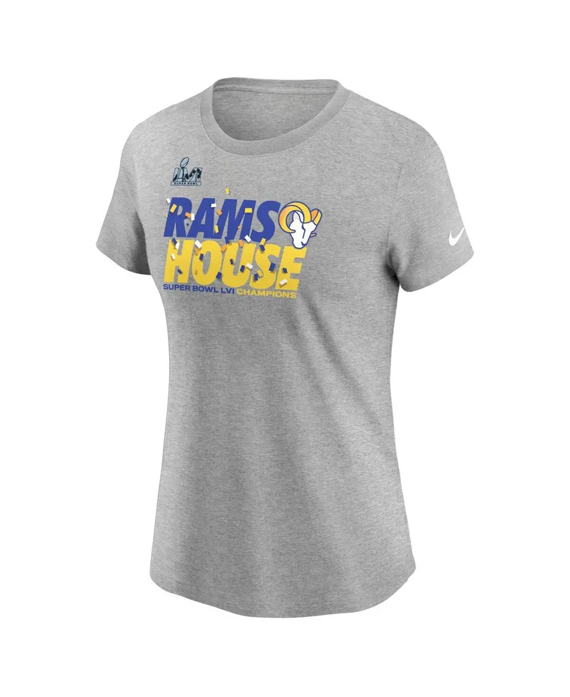 Women's Nike Heathered Gray Los Angeles Rams Super Bowl Lvi Champions Confetti T-shirt