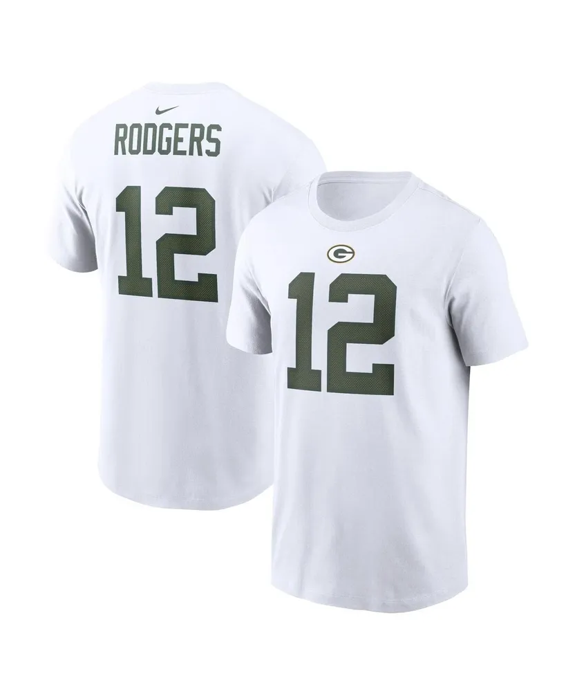 Men's Nike Aaron Rodgers White Green Bay Packers Player Name and Number T-shirt