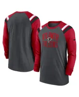 Men's Nike Heathered Charcoal and Red Atlanta Falcons Tri-Blend Raglan Athletic Long Sleeve Fashion T-shirt