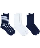 Lauren Women's Super Soft St James Stripe Crew Socks, 3 Pack