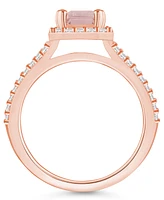 Macy's Morganite (1-3/8 ct. t.w.) and Diamond (1/2 Halo Ring 14K Rose Gold