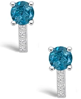 Macy's London Topaz (2-1/3 ct. t.w.) and Diamond (1/8 ct. t.w.) Stud Earrings in 14K Gold