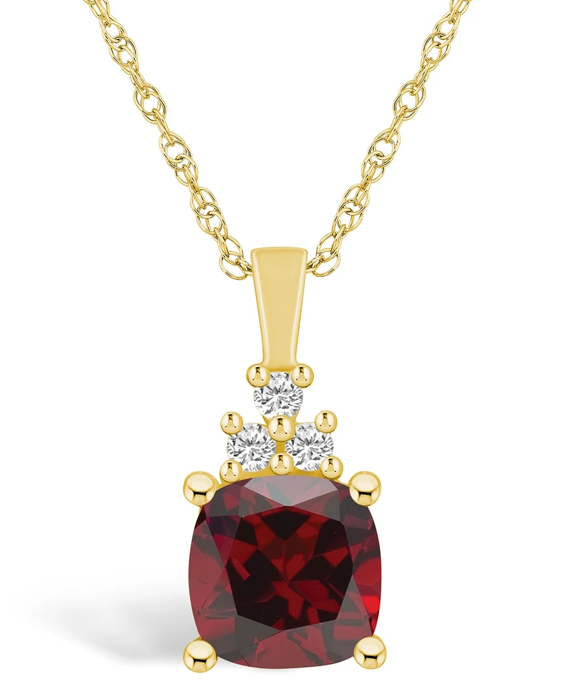 Macy's Garnet (2-3/4 Ct. T.w.) and Diamond (1/10 Ct. T.w.) Pendant Necklace in 14K Yellow Gold