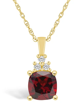 Macy's Garnet (2-3/4 Ct. T.w.) and Diamond (1/10 Ct. T.w.) Pendant Necklace in 14K Yellow Gold