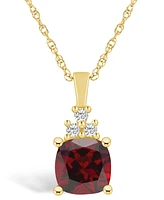 Macy's Garnet (2-3/4 Ct. T.w.) and Diamond (1/10 Ct. T.w.) Pendant Necklace in 14K Yellow Gold