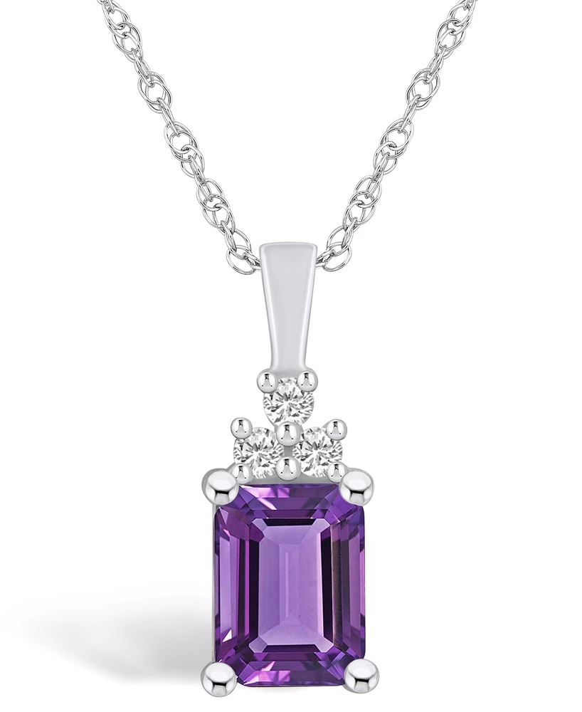 Macy's Amethyst (1-5/8 Ct. T.w.) and Diamond (1/10 Ct. T.w.) Pendant Necklace in 14K Gold