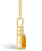 Macy's Citrine (1-5/8 Ct. T.w.) and Diamond (1/10 Ct. T.w.) Pendant Necklace in 14K Yellow Gold