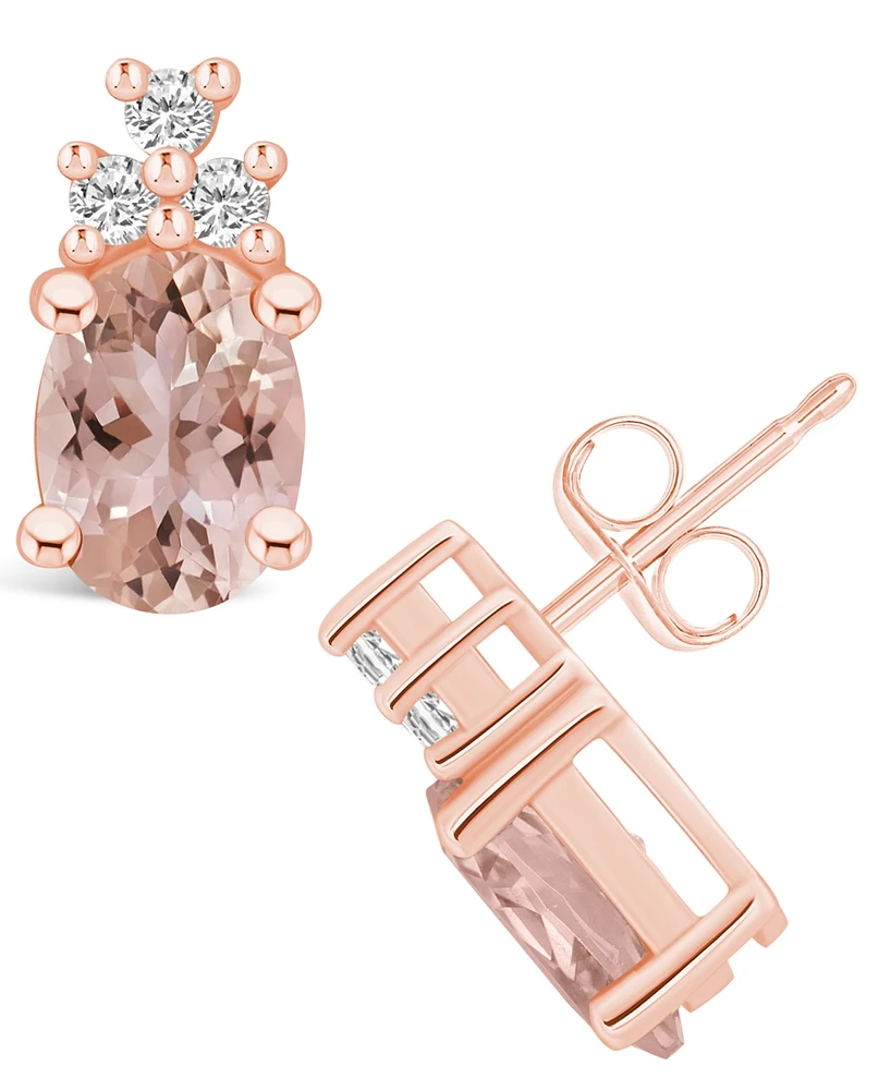 Macy's Morganite (2-1/3 ct. t.w.) and Diamond (1/5 ct. t.w.) Stud Earrings in 14K Rose Gold