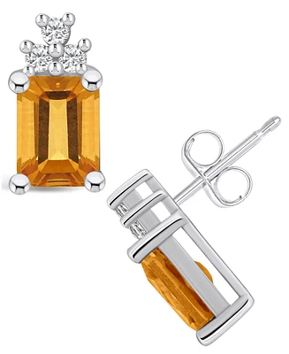 Macy's Citrine (3-1/5 ct. t.w.) and Diamond (1/5 ct. t.w.) Stud Earrings in 14K Gold