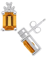 Macy's Citrine (3-1/5 ct. t.w.) and Diamond (1/5 ct. t.w.) Stud Earrings in 14K Gold