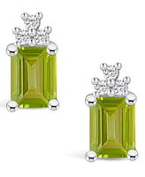 Macy's Peridot (3-3/8 ct. t.w.) and Diamond (1/5 ct. t.w.) Stud Earrings in 14K Gold