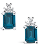 Macy's London Topaz (4 ct. t.w.) and Diamond (1/5 ct. t.w.) Stud Earrings in 14K Gold