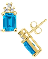 Macy's Topaz (4 ct. t.w.) and Diamond (1/5 ct. t.w.) Stud Earrings in 14K Yellow Gold
