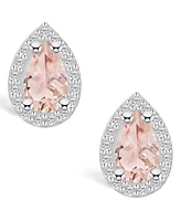 Macy's Morganite (-3/8 ct. t.w.) and Diamond (/3 ct. t.w.) Halo Stud Earrings in 14K Gold