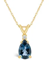 London Blue Topaz (1 ct. t.w.) and Diamond Accent Pendant Necklace 14K Yellow Gold or White