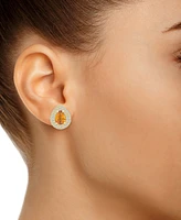 Macy's Citrine (1-1/3 ct. t.w.) and Diamond (5/8 ct. t.w.) Halo Stud Earrings in 14K Yellow Gold
