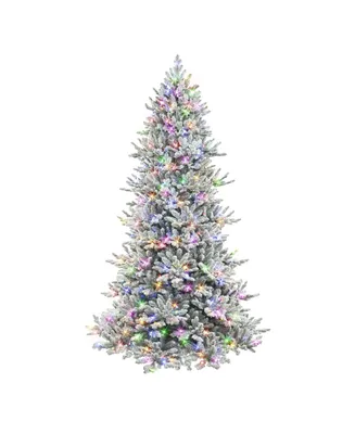 Puleo 7.5FT Pre-Lit Flocked Royal Majestic Colorado Fir Downswept Tree