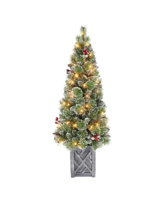 5' Pre-Lit Potted Vancouver Pine Tree with 70 Underwriters Laboratories Clear Incandescent Lights, 288 Tips