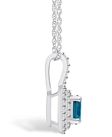 Macy's London Blue Topaz (1-/ Ct. T.w.) and Diamond (/ Ct. T.w.) Halo Pendant Necklace in 14K Gold