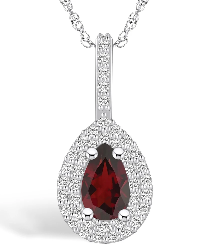 Macy's Garnet (1-1/10 Ct. T.w.) and Diamond (3/8 Ct. T.w.) Halo Pendant Necklace in 14K Gold