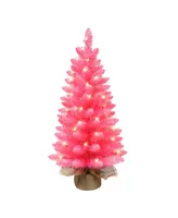 3' Pre-Lit Fashion Tree with 50 Underwriters Laboratories Clear Incandescent Lights and Burlap Base, 97 Tips