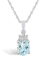 Macy's Aquamarine (1-1/7 Ct. T.w.) and Diamond (1/10 Ct. T.w.) Pendant Necklace in 14K Gold