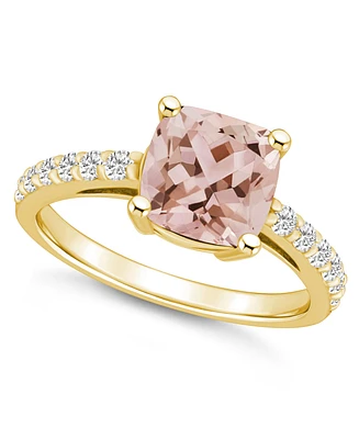 Macy's Morganite (2 Ct. T.w.) and Diamond (1/3 Ring 14K Yellow Gold